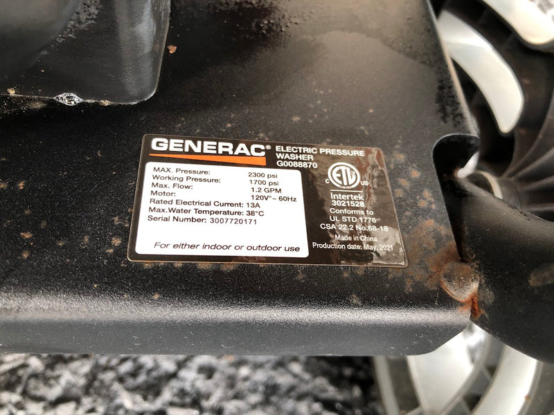 GC2300 / G0088870 Generac Electric Power Washer 2300 PSI (Used)