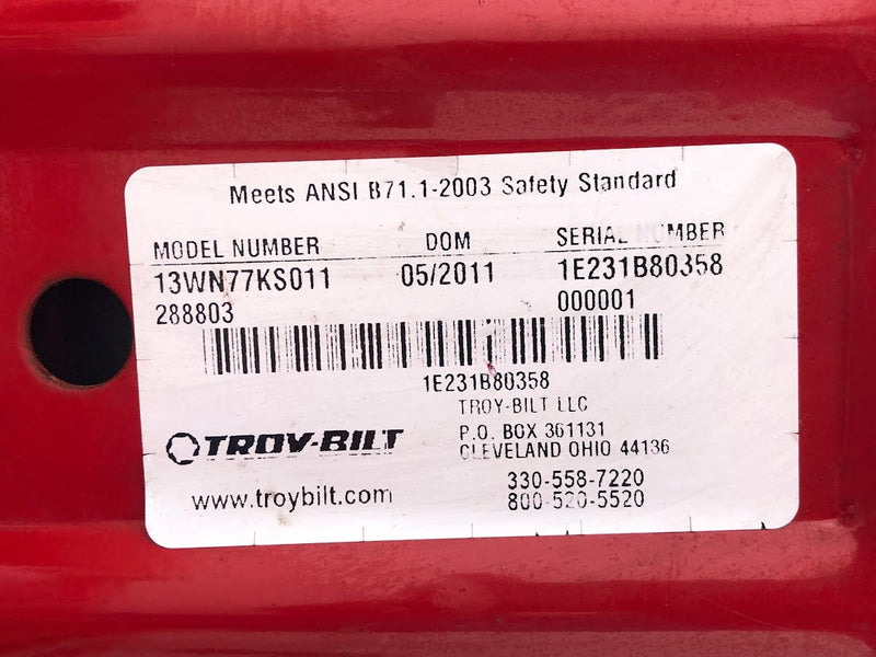 13WN77KS011 Troy-Bilt Pony 42" Riding Tractor (Used)
