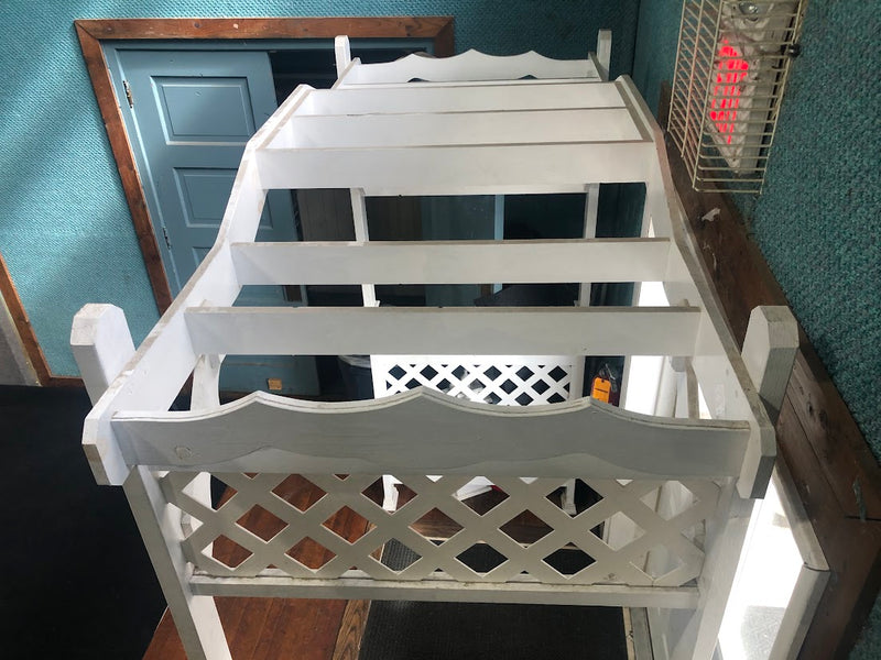 White Wooden Arbor with Lattice Panels - Wedding - Garden