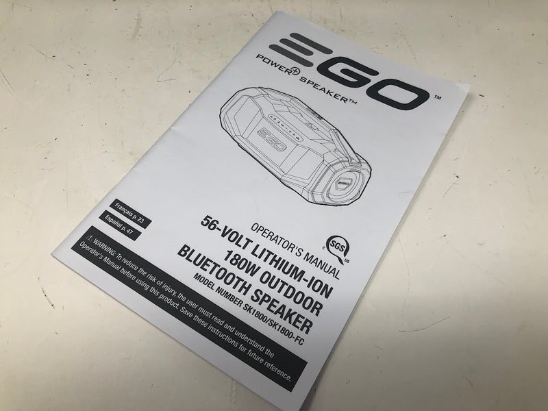 SK1800 EGO POWER+ 180W Bluetooth Speaker - Tool Only - Used