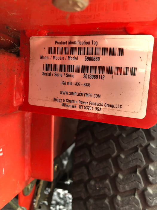 590660 Simplicity 44" Zero Turn Riding Mower (Used)