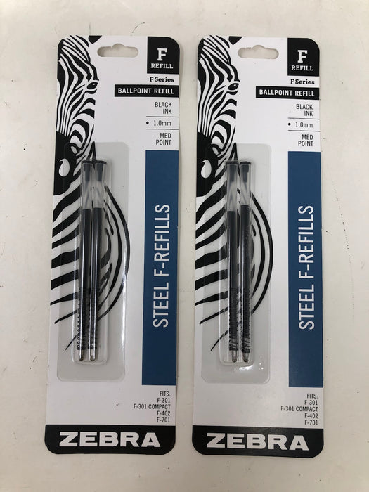 85412 Zebra Steel F-Refills Black Ink 1.0mm Ballpoint Refills (x2)