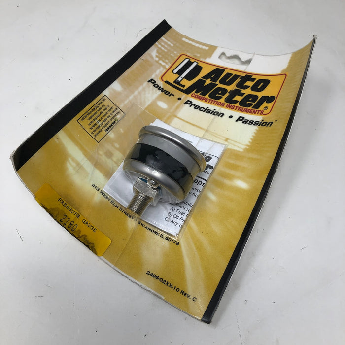 2180 Auto Meter Pressure Gauge 1-1/2", 0-100 PSI, Mechanical, Silver