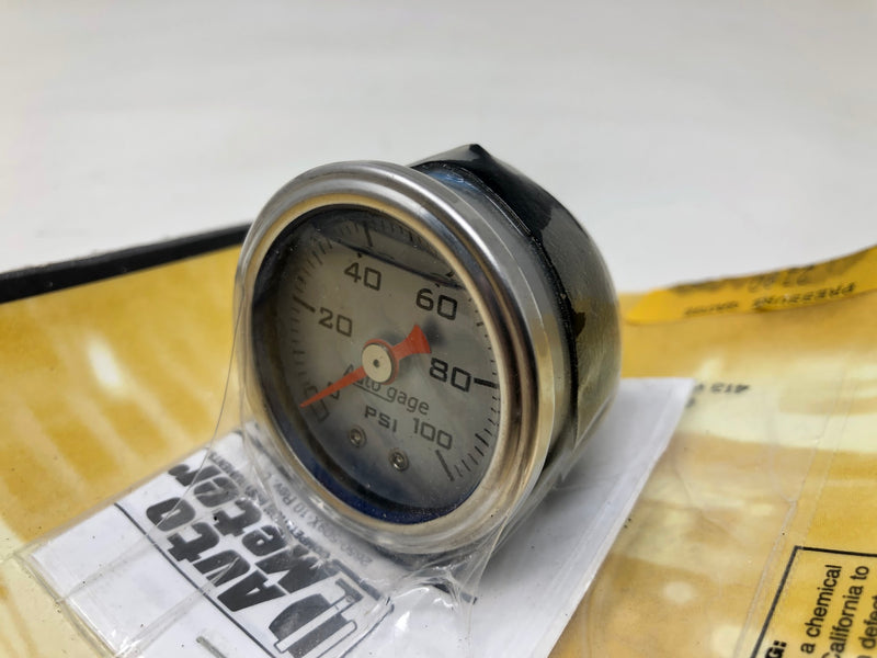 2180 Auto Meter Pressure Gauge 1-1/2", 0-100 PSI, Mechanical, Silver