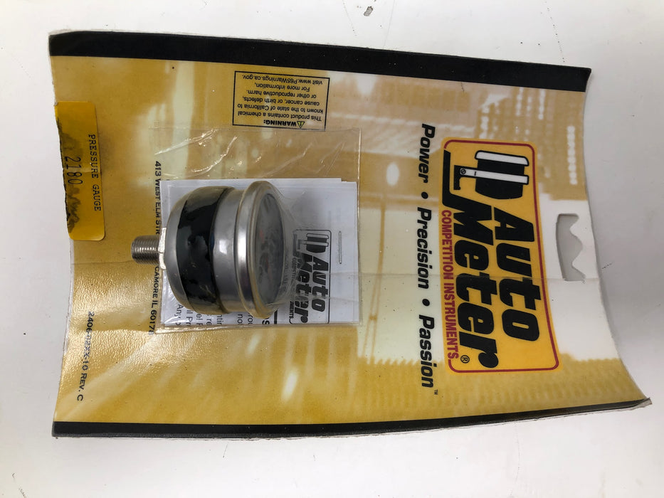 2180 Auto Meter Pressure Gauge 1-1/2", 0-100 PSI, Mechanical, Silver