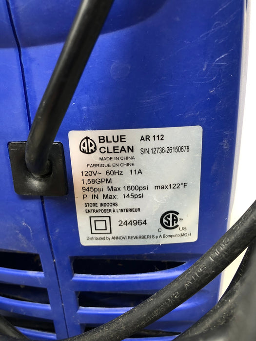 AR112 AR Blue Clean Electric Pressure Washer, 1,600 PSI, 1.58 GPM