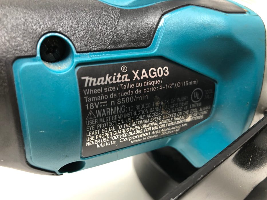 XAG03 Makita 18V LXT® Lithium‑Ion Brushless Cordless 4‑1/2" Cut‑Off/Angle Grinder, Tool Only