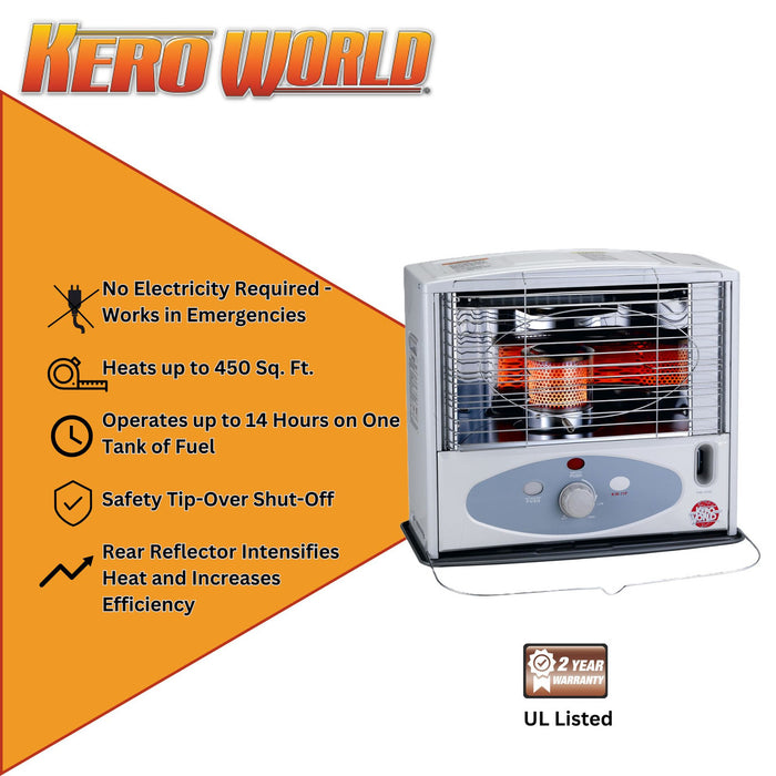 KW-11F Kero World 10,500 BTU Kerosene Indoor Heater Radiant