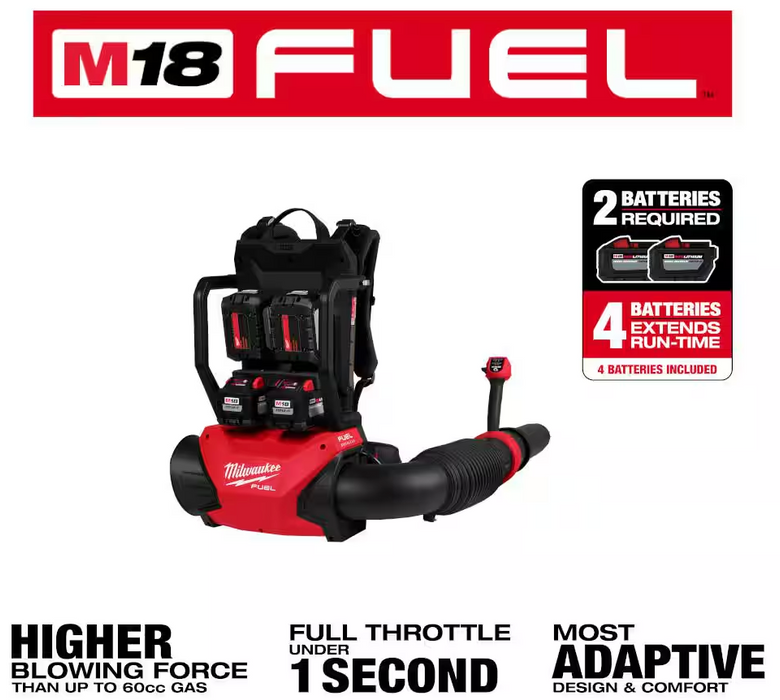 3009-24HD Milwaukee M18 Fuel Dual Battery Backpack Blower Kit