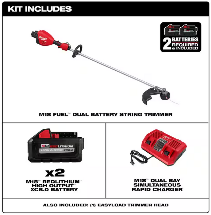 3006-22 Milwaukee M18 Fuel 17" Dual Battery String Trimmer Kit