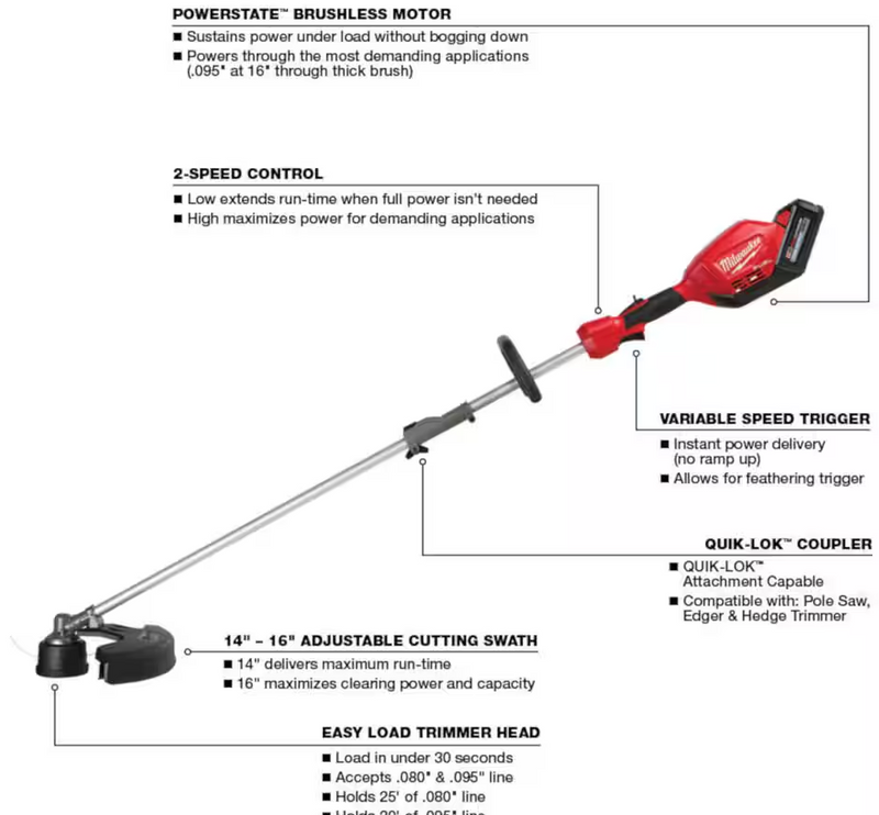 3016-21ST Milwaukee M18 Fuel String Trimmer w/ QUik-LOK Kit