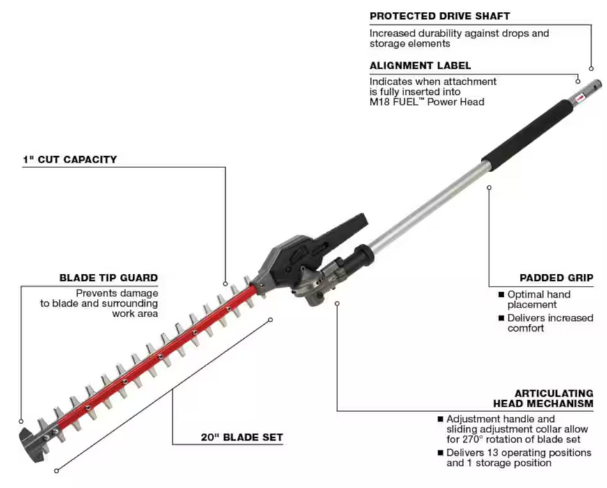 49-16-2719 Milwaukee M18 Fuel QUIK-LOK Articulating Hedge Trimmer Attachment