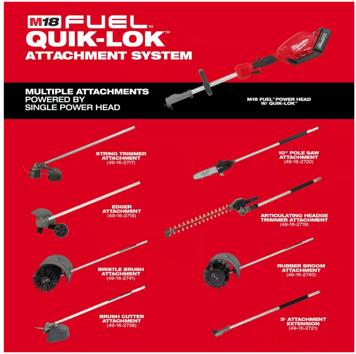 49-16-2721 Milwaukee M18 Fuel QUIK-LOK 3' Extension Pole Attachment