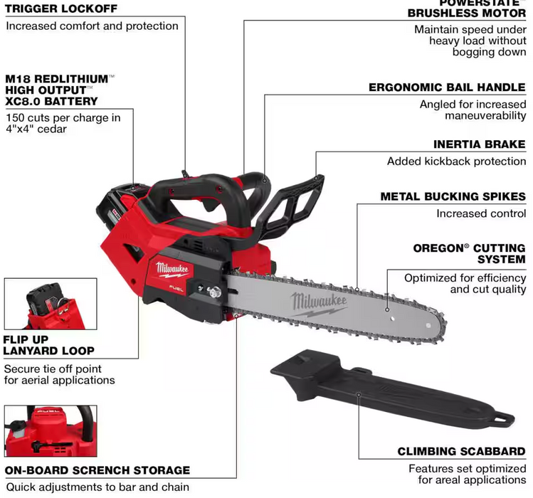 2826-21T Milwaukee M18 Fuel 14" Top Handle Chain Saw Kit