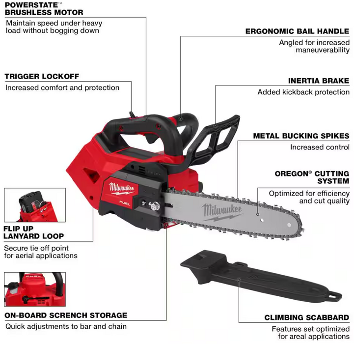 2826-20C Milwaukee M18 Fuel 12" Top Handle Chain Saw (Tool Only)