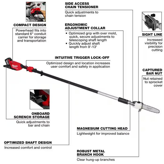 3013-21 Milwaukee M18 Fuel Telescoping Pole Saw Kit