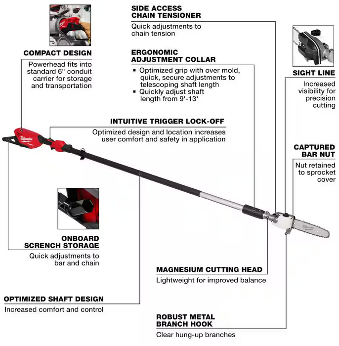 3013-20 Milwaukee M18 Fuel Telescoping Pole Saw (Tool Only)