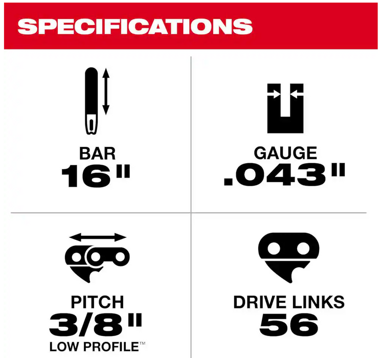 49-16-2715 Milwaukee 16" Chain Saw Chain