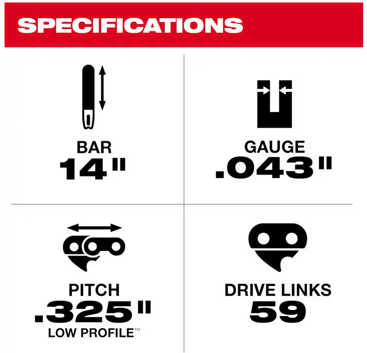 49-16-2744 Milwaukee 14" Top Handle Chain Saw Chain