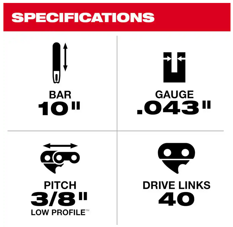 48-09-5001 Milwaukee 10" Pole Saw Bar