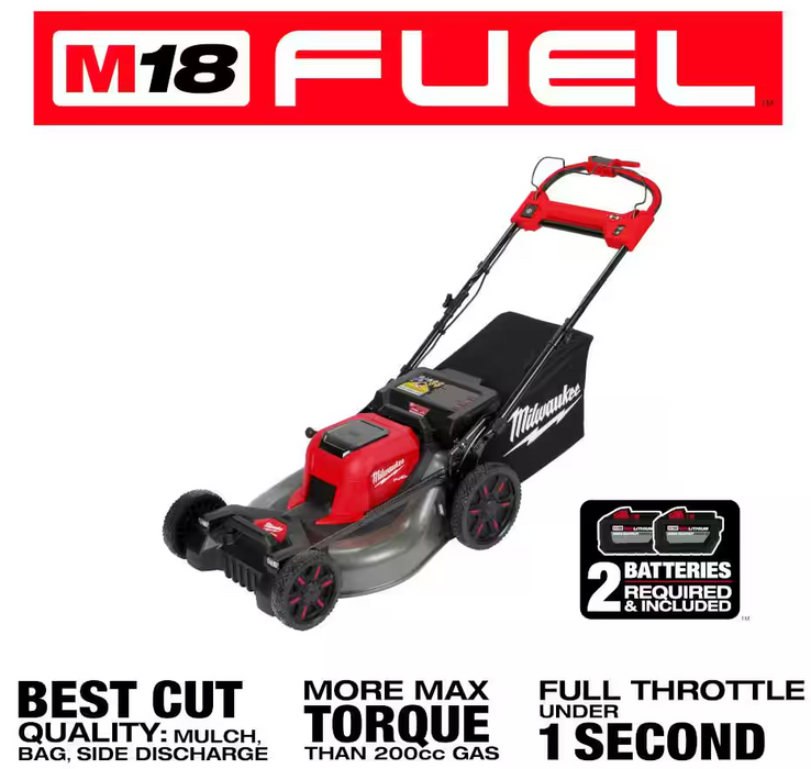 2823-22HD Milwaukee M18 Fuel 21" Self Propelled Dual Battery Mower Kit