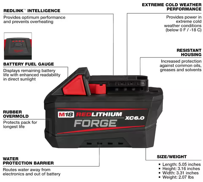 48-11-1861 Milwaukee M18 REDLITHIUM FORGE XC 6.0 AH Battery Pack