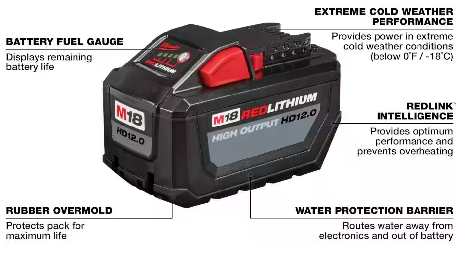 48-11-1812 Milwaukee M18 REDLITHIUM HIGH OUTPUT HD 12 AH Battery Pack