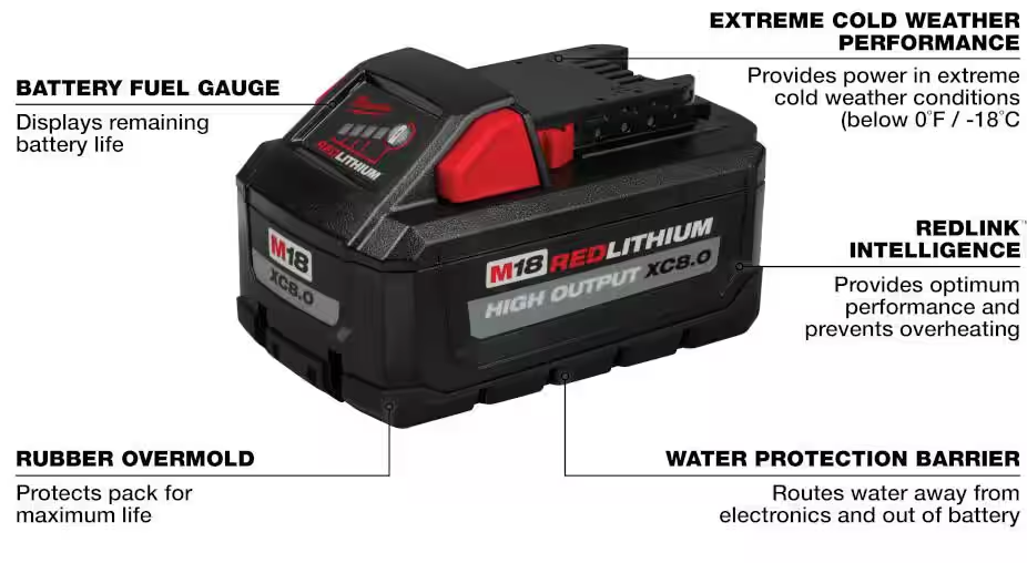 48-11-1880 Milwaukee M18 REDLITHIUM HIGH OUTPUT XC 8.0 AH Battery Pack