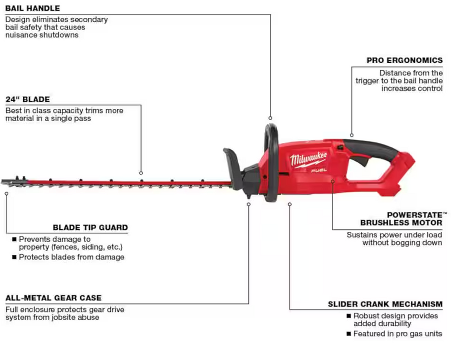 2726-20 Milwaukee M18 Fuel 24" Hedge Trimmer (Tool Only)