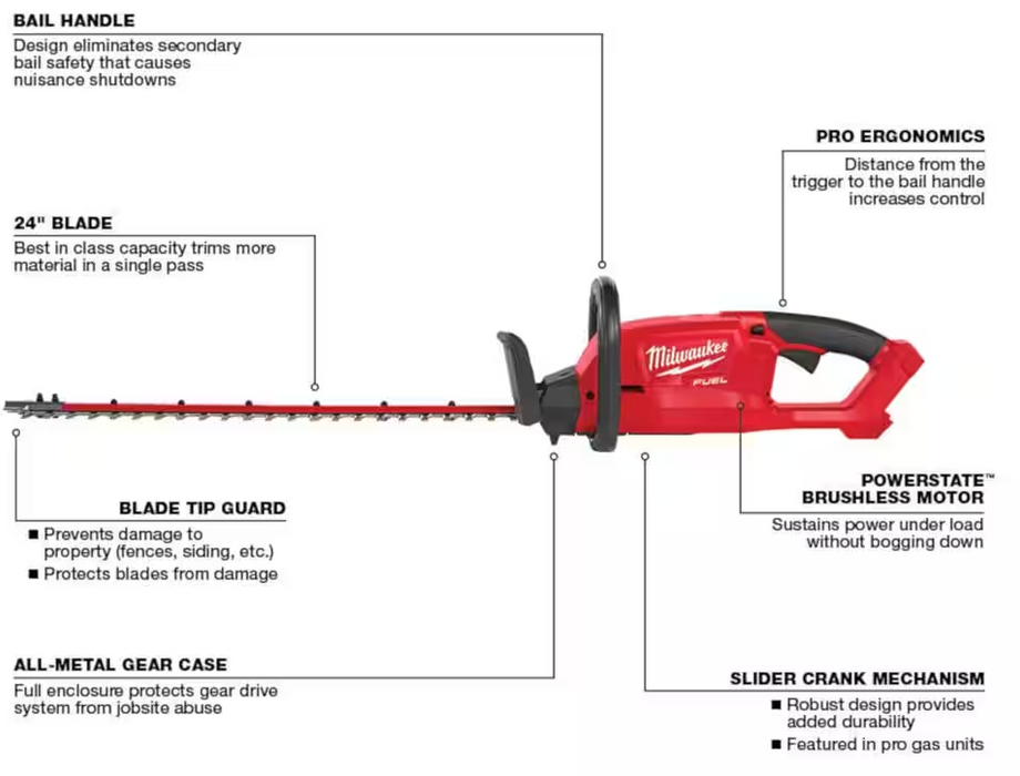 2726-21HD Milwaukee M18 Fuel 24" Hedge Trimmer Kit