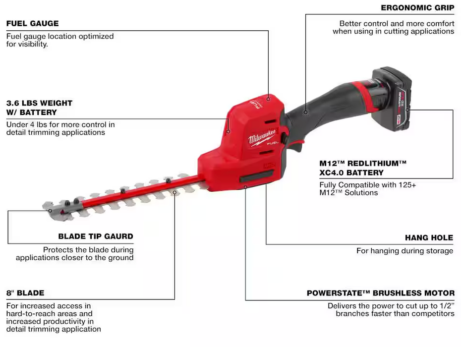 2533-21 Milwaukee M12 Fuel 8" Hedge Trimmer Kit