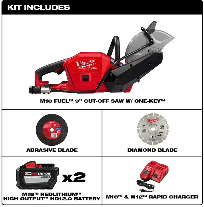 2786-22HD Milwaukee M18 Fuel 9" Cut Off Saw w/ One Key Kit