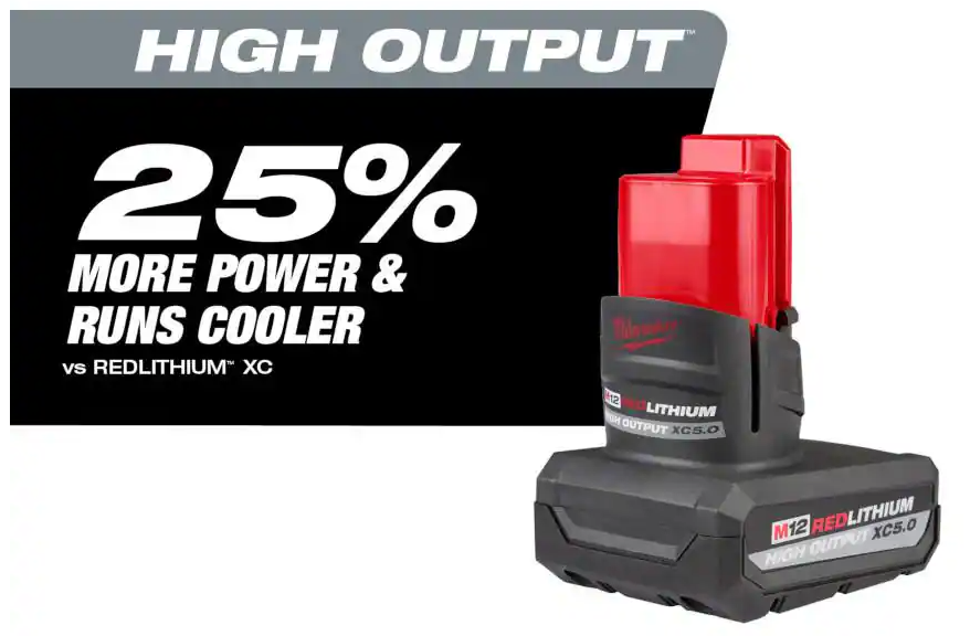 48-11-2450 Milwaukee M12 REDLITHIUM HIGHOUTPUT XC 5.0 AH Battery Pack