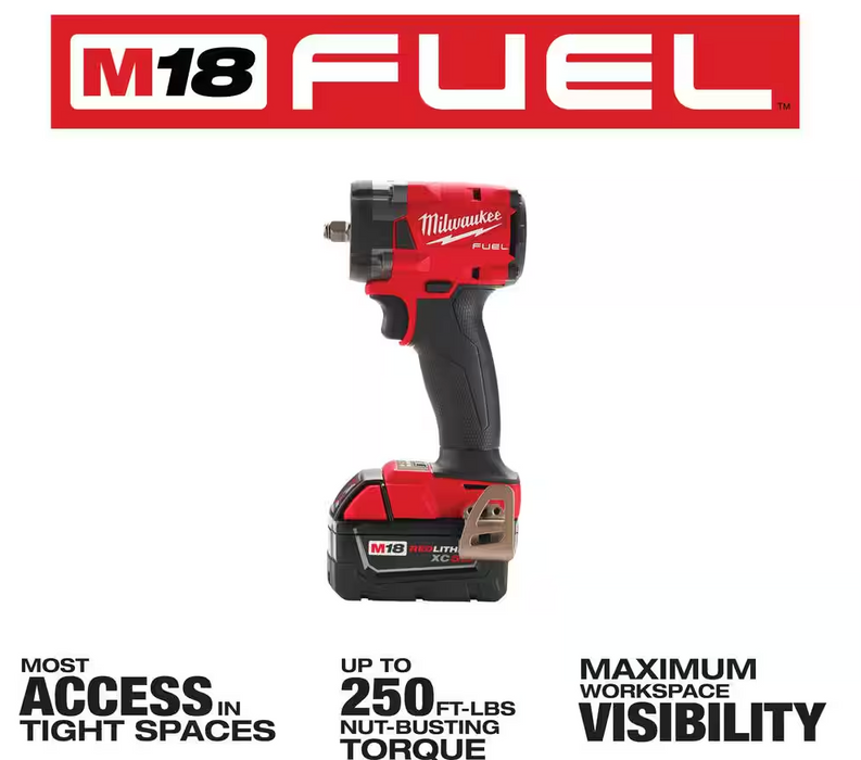 2854-22R Milwaukee M18 Fuel 3/8" Compact Impact Wrench w/ Friction Ring Kit