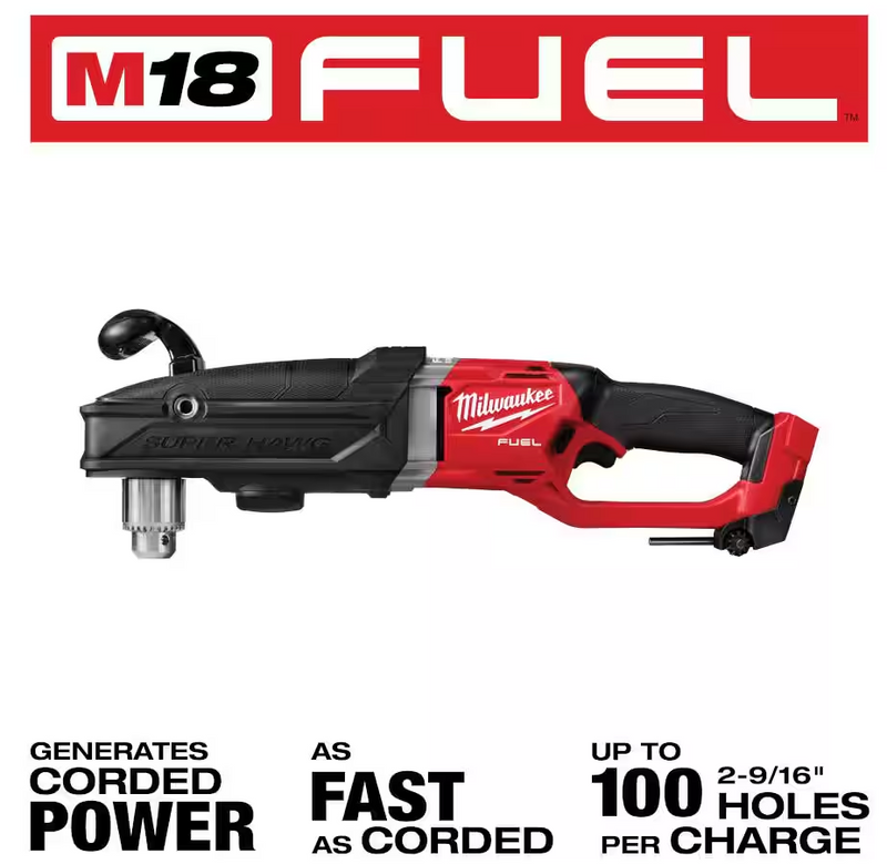 2809-20 Milwaukee M18 Fuel SUPER HAWG 1/2" Right Angle Drill (Tool Only)