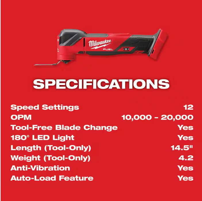 2836-20 Milwaukee M18 Fuel Oscillating Multi Tool (Tool Only)