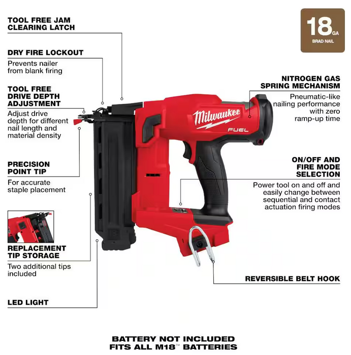 2746-20 Milwaukee M18 Fuel 18 GA Brad Nailer (Tool Only)