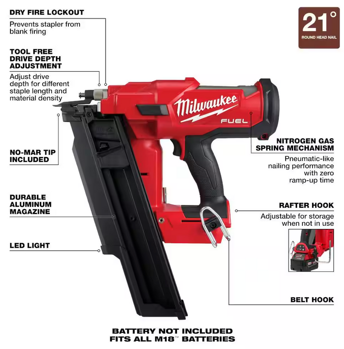 2744-20 Milwaukee M18 Fuel 3.5" Framing Nailer (Tool Only)