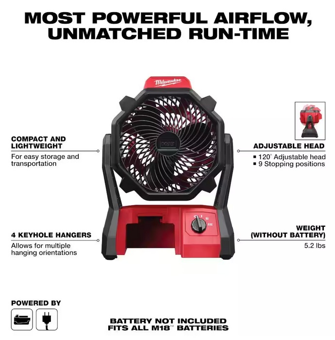 0886-20 Milwaukee M18 Fuel Jobsite Fan (Tool Only)