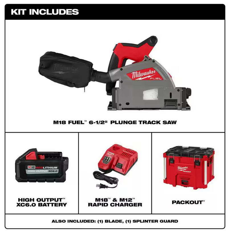 2831-21 Milwaukee M18 Fuel 6-1/2" Plunge Cut Track Saw Kit