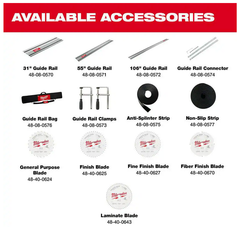 2831-21 Milwaukee M18 Fuel 6-1/2" Plunge Cut Track Saw Kit