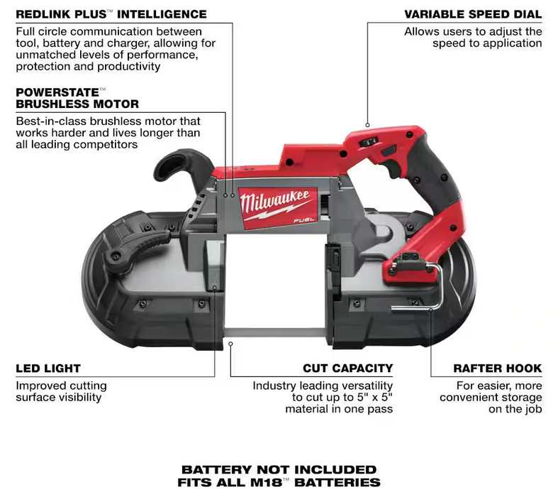 2729-20 Milwaukee M18 Fuel Deep Cut Band Saw (Tool Only)