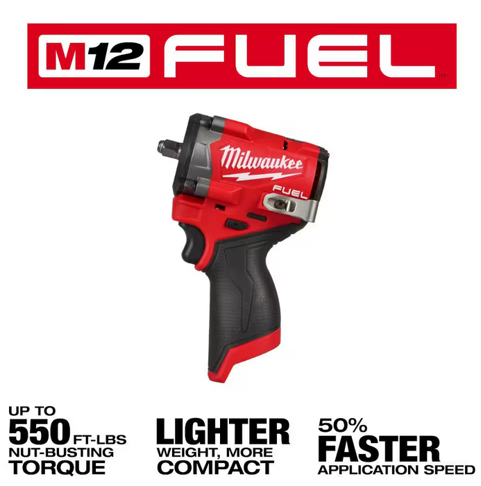 2562-20 Milwaukee M12 Fuel 3/8" Stubby Impact Driver