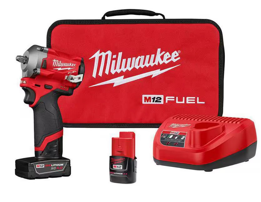 2554-22 Milwaukee M12 Fuel "Stubby" 3/8" Impact Wrench Kit