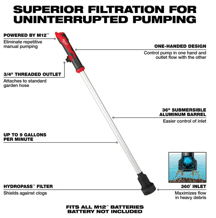 2579-20 Milwaukee M12 Fuel Stick Transfer Pump