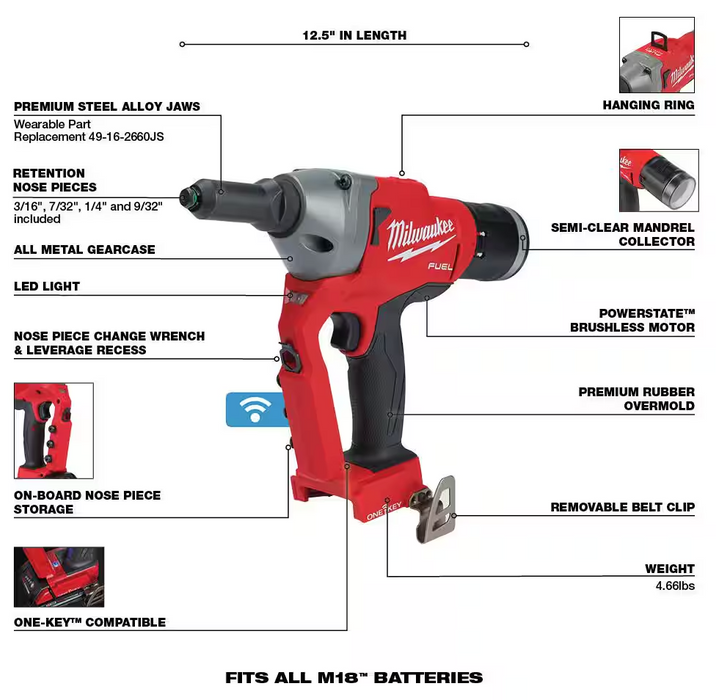 2660-20 Milwaukee M18 Fuel Rivet Tool w/ONE-KEY (Tool Only)