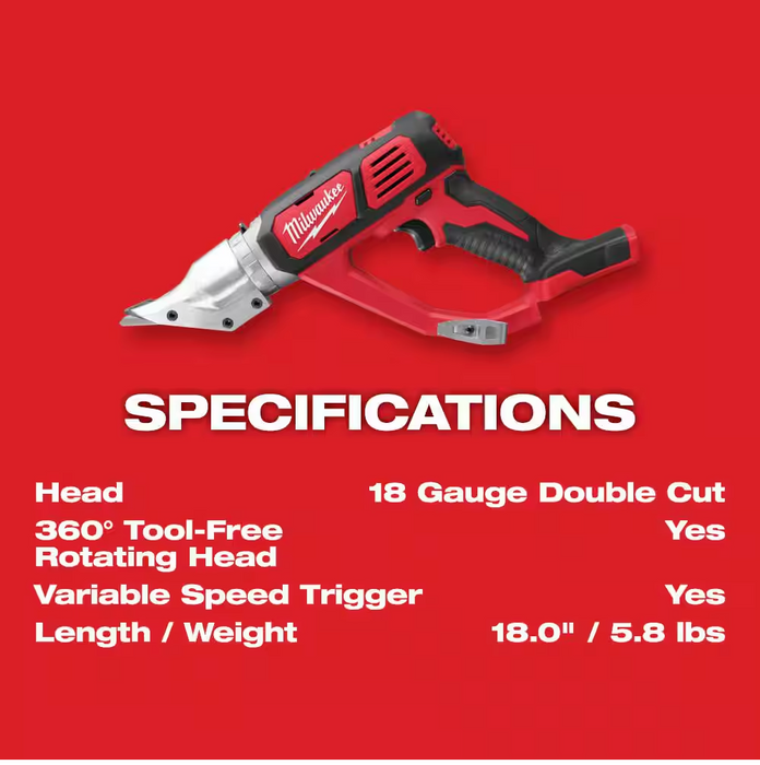 2635-20 Milwaukee M18 Fuel Double Cut 18 GA Metal Shear (Tool Only)