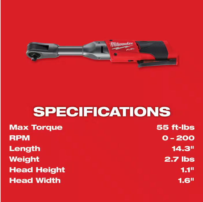 2560-20 Milwaukee M12 Fuel 3/8" Extended Reach Ratchet (Tool Only)