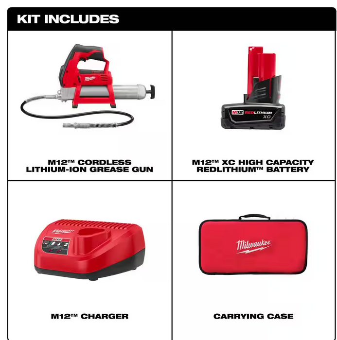 2446-21XC Milwaukee M12 Fuel Grease Gun Kit