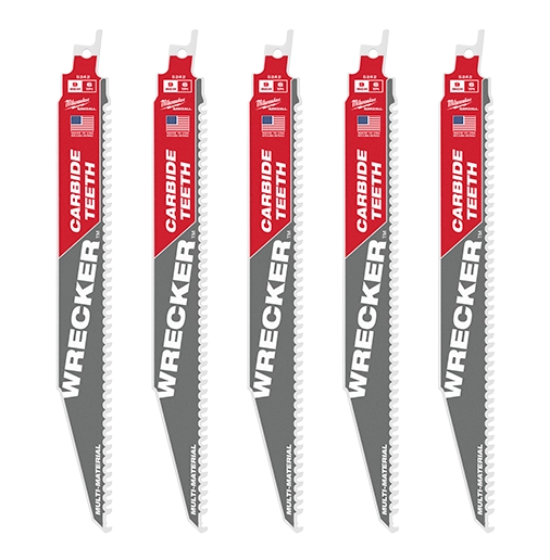 48-00-5542 Milwaukee 9" 6 TPI THE WRECKER with Carbide Teeth SAWZALL Blade 5 PK